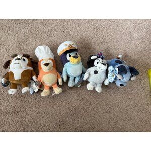 5 bluey & friends: nwt wonton, chef bingo, captain bluey, princess muffin, socke